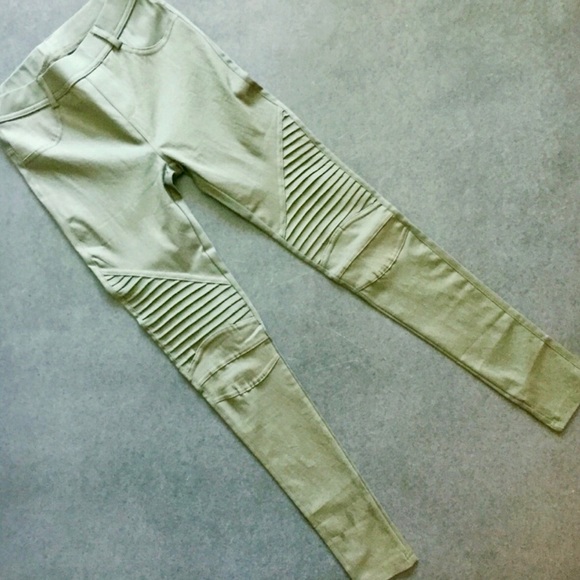 *1 pair left* Olive Green Womens Moto leggings - Picture 4 of 5